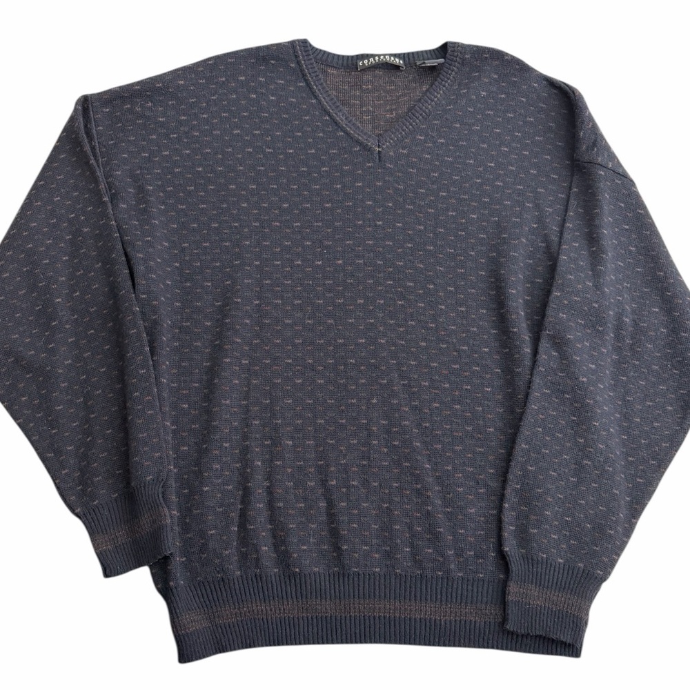 Consensus Sportswear‎ V-Neck Sweater Men’s Large Blue Wool Blend Vintage Look